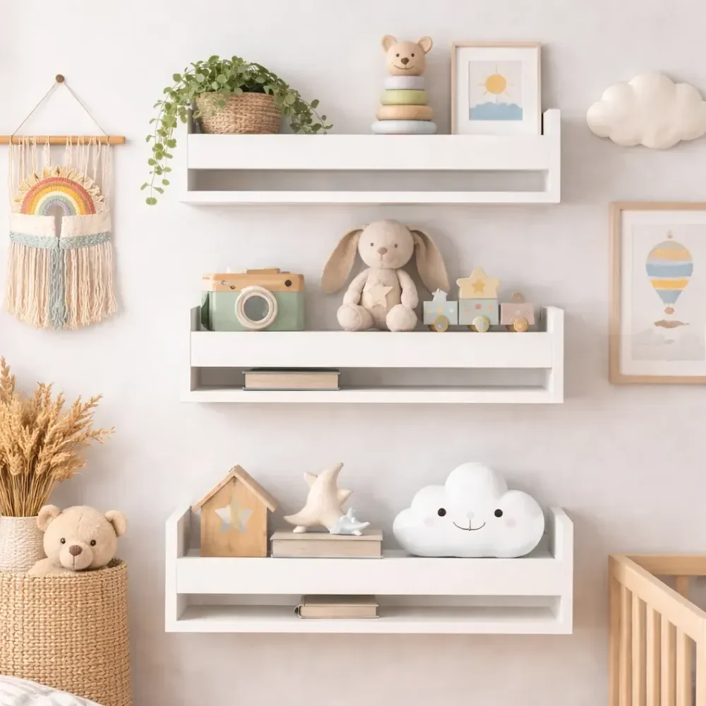 Kit 3 Prateleira Nicho Livros Infantil 50cm Branca Reforçada Branco