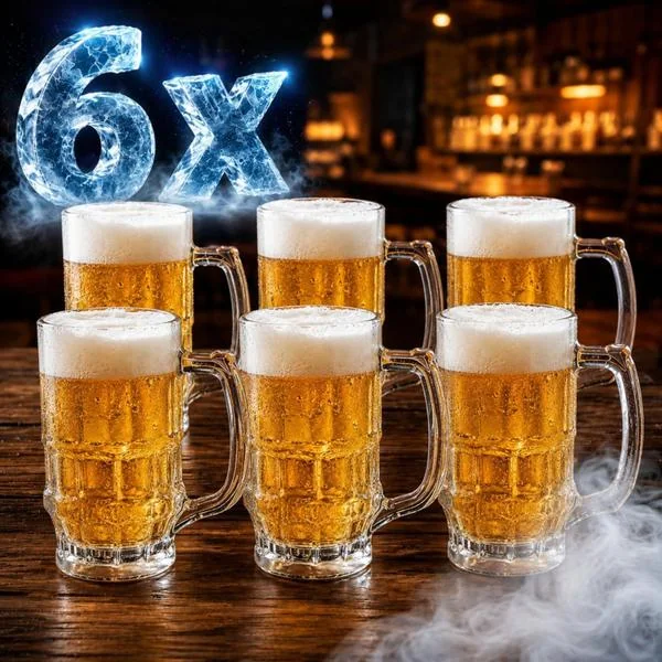 Kit 6 Canecas Vidro Grosso 320ml Chopp Bar Cerveja com Alça