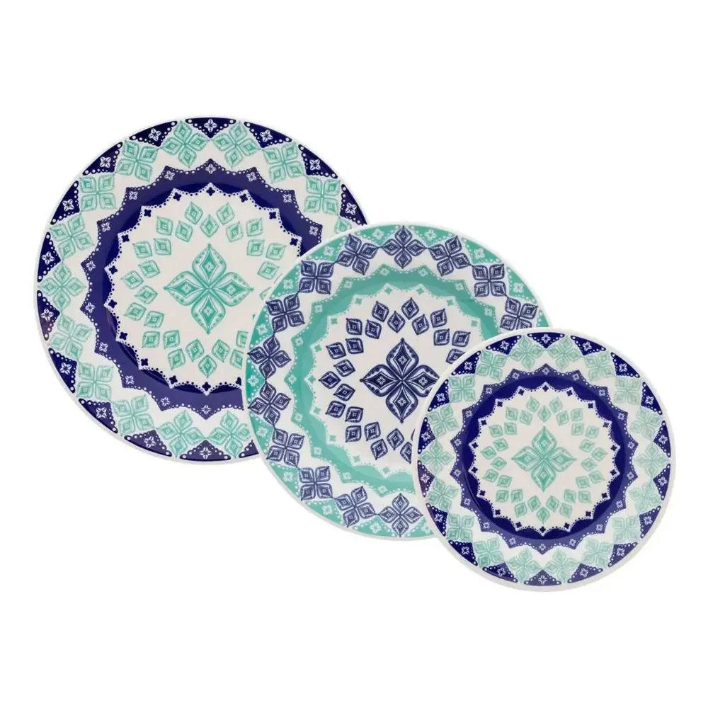 Aparelho De Jantar E Lanche 12pçs Donna Lola Azul Florido