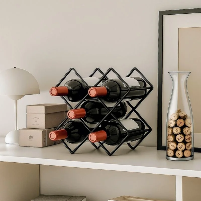 Organizador de Vinho em Metal, Adega de mesa, Sofisticação e Estilo para Sua Decoração