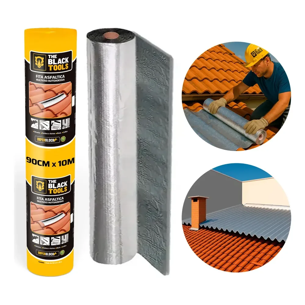 Manta Asfáltica Auto Adesiva Aluminizada - 90cm X 10m