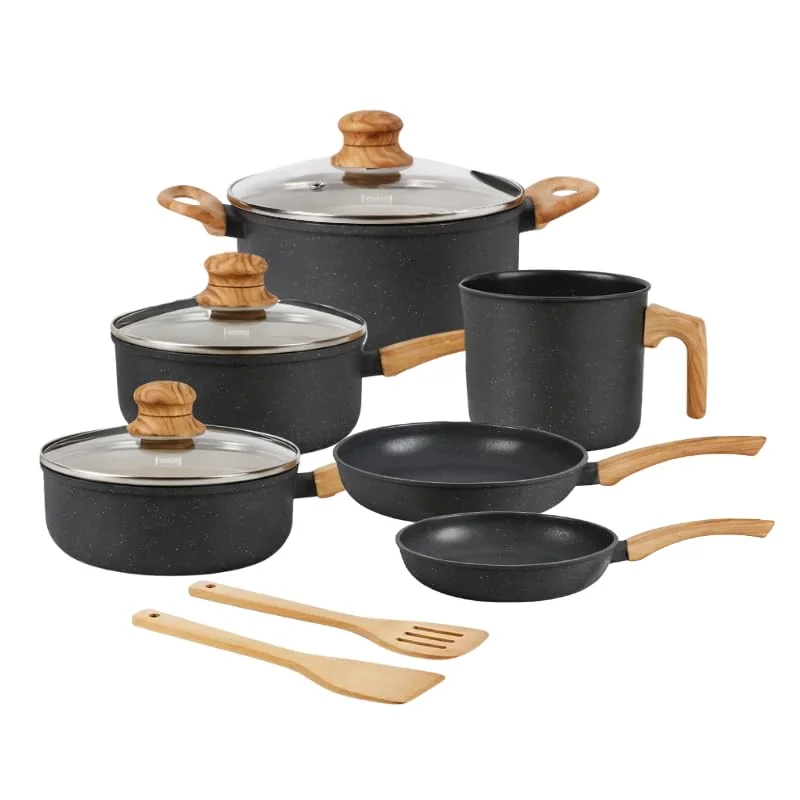 🛍 Jogo de Panelas de Indução com Revestimento Cerâmico Antiaderente Tuut Ecoglide 8 Peças Granito