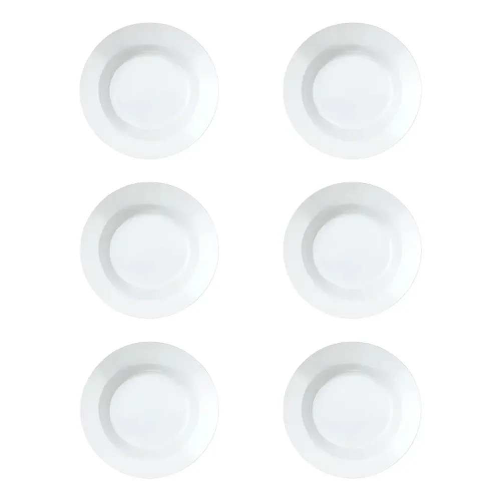 🛍️ Jogo De Pratos Fundos 6 Peças Branco Duralex Opaline Vidro 23cm Lisa