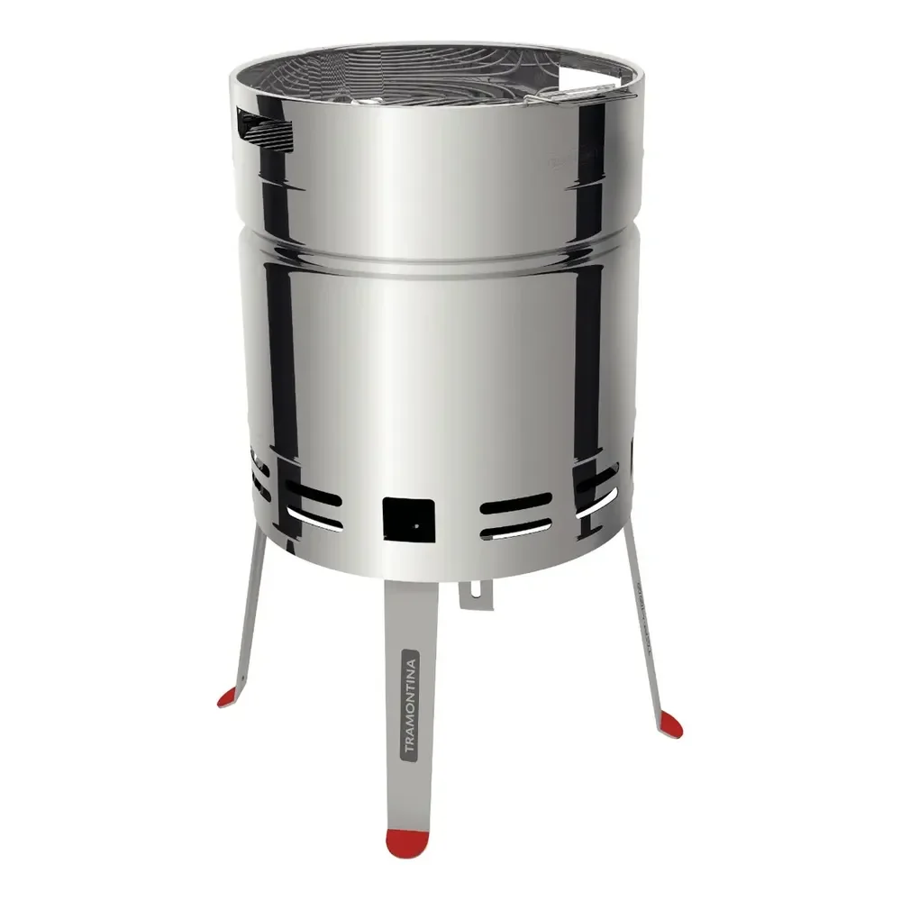 Churrasqueira A Carvão Tramontina Tcp 400 Em Aço Inox Com Bandeja Para Carvão Em Aço Esmaltado