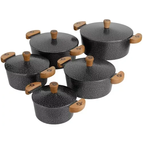 Conjunto Panelas Alumínio Fundido Preto Grosso De Tampa Grossa