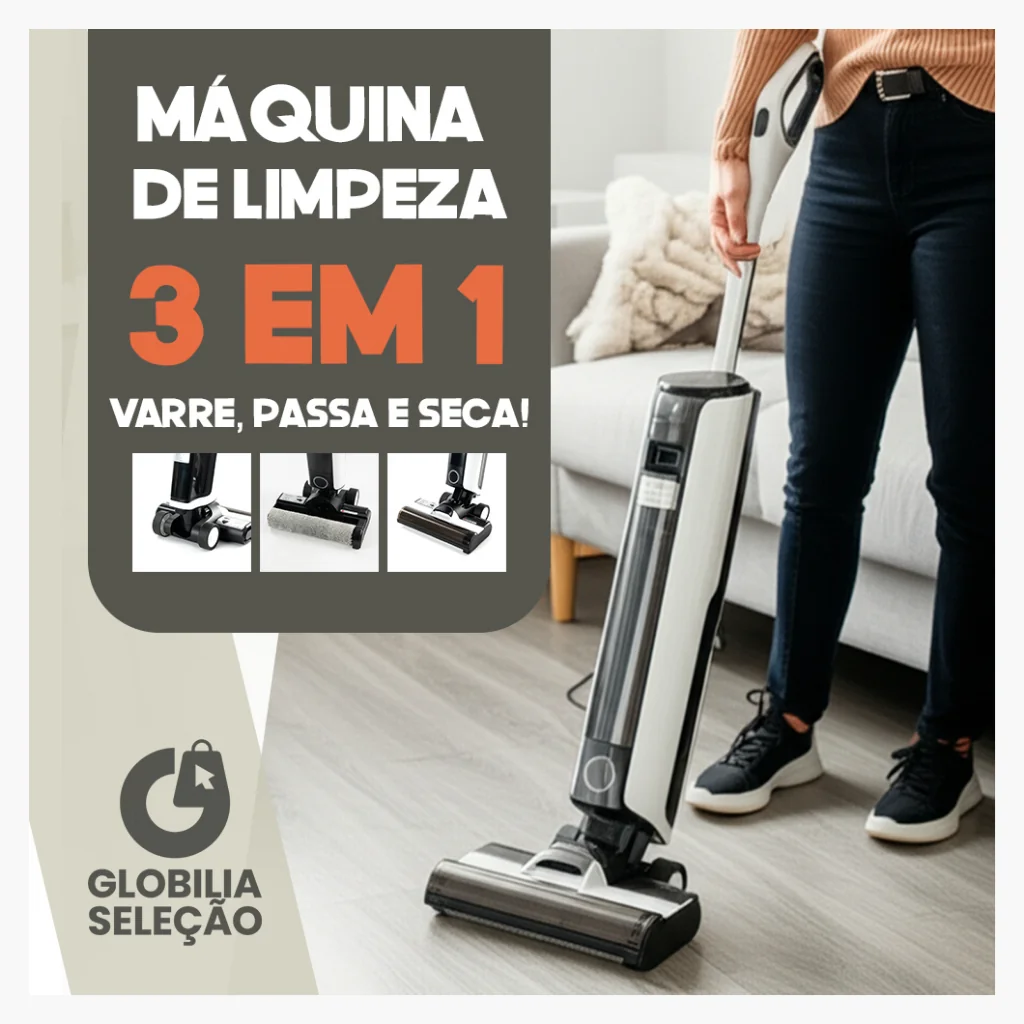 🛍️ Máquina de limpeza  3 em 1 aspirar, lavar e secar  Bivolt motor de tração bateria extra grande inclui balde de autolimpeza!