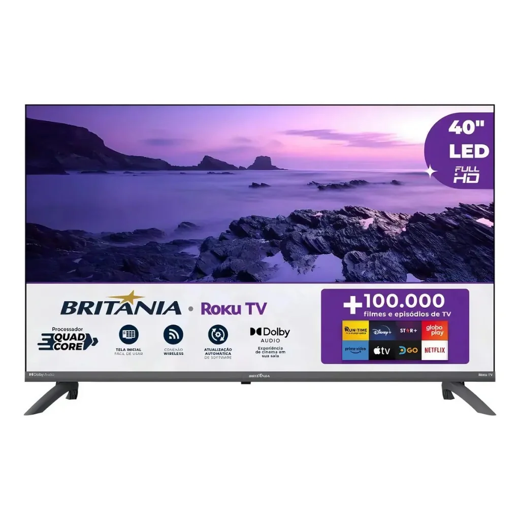 🧡 Smart  TV 40” Britânia B40CRA Full HD Wi-Fi HDMI USB Conversor Digital