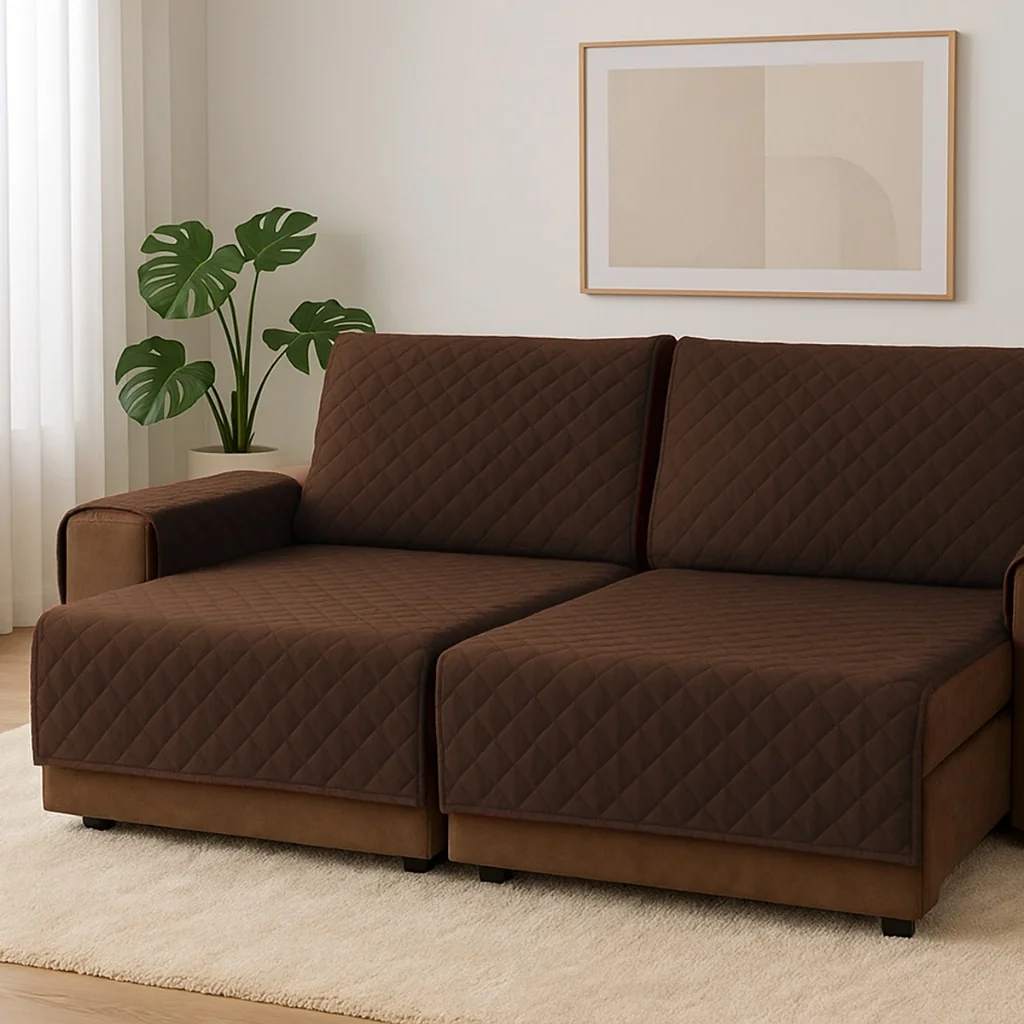 Protetor capa de para sofá king reclinável 1,80m x 2,40m com porta objetos modelo elegance