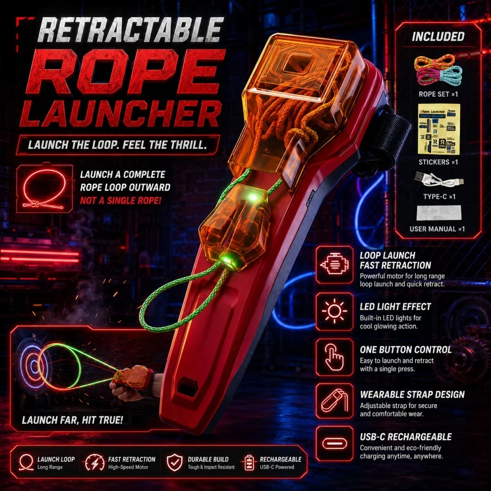 Brinquedo Lançador de Teias de Aranha com Retração Automática, Dispositivo de Pulso Criativo para Batalhas e Cosplay, Gadget com Luz LED, Presente