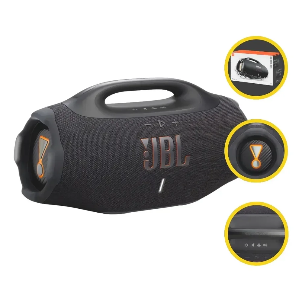 Caixa De Som Bluetooth Boombox 4 Jbl, Com Ai Sound Boost, Até 34h De Bateria, Ip68 E Áudio Lossless  Preta Preto 127/220v