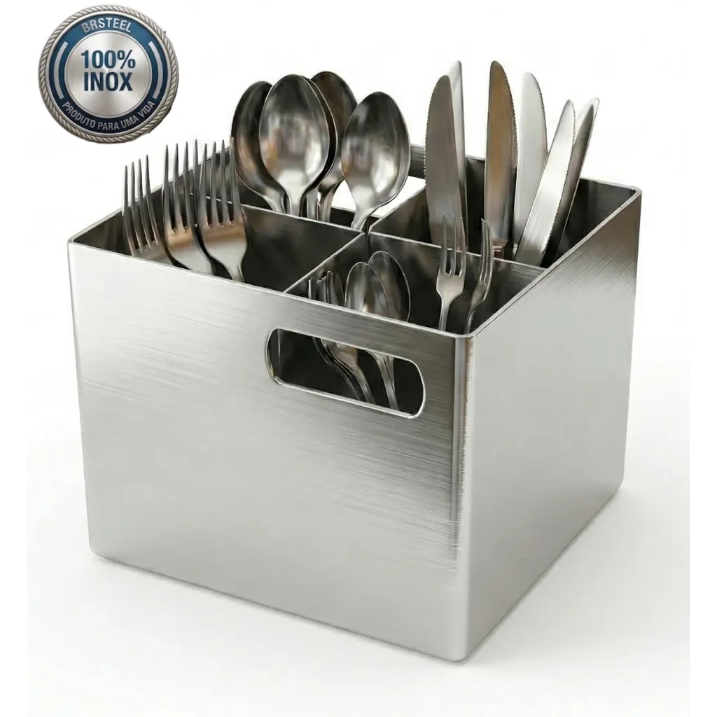Porta Talher Utensílios Escorredor Inox Para Cozinha