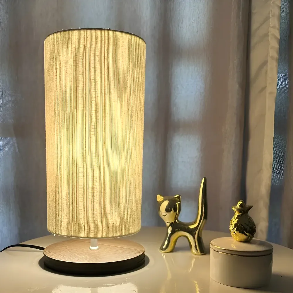 Abajur De Cabeceira Deli 29 Cm Luminária De Cômoda De Quarto Imbuia Branco 127/220v