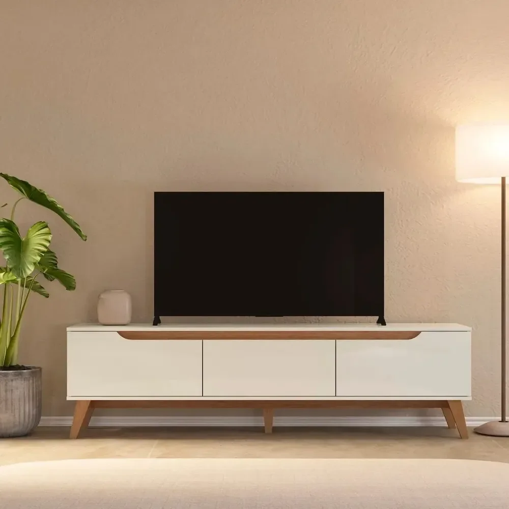 Rack Para Tv Até 75 Polegadas 180cm 2 Portas 1 Gaveta Off White / Cinamomo