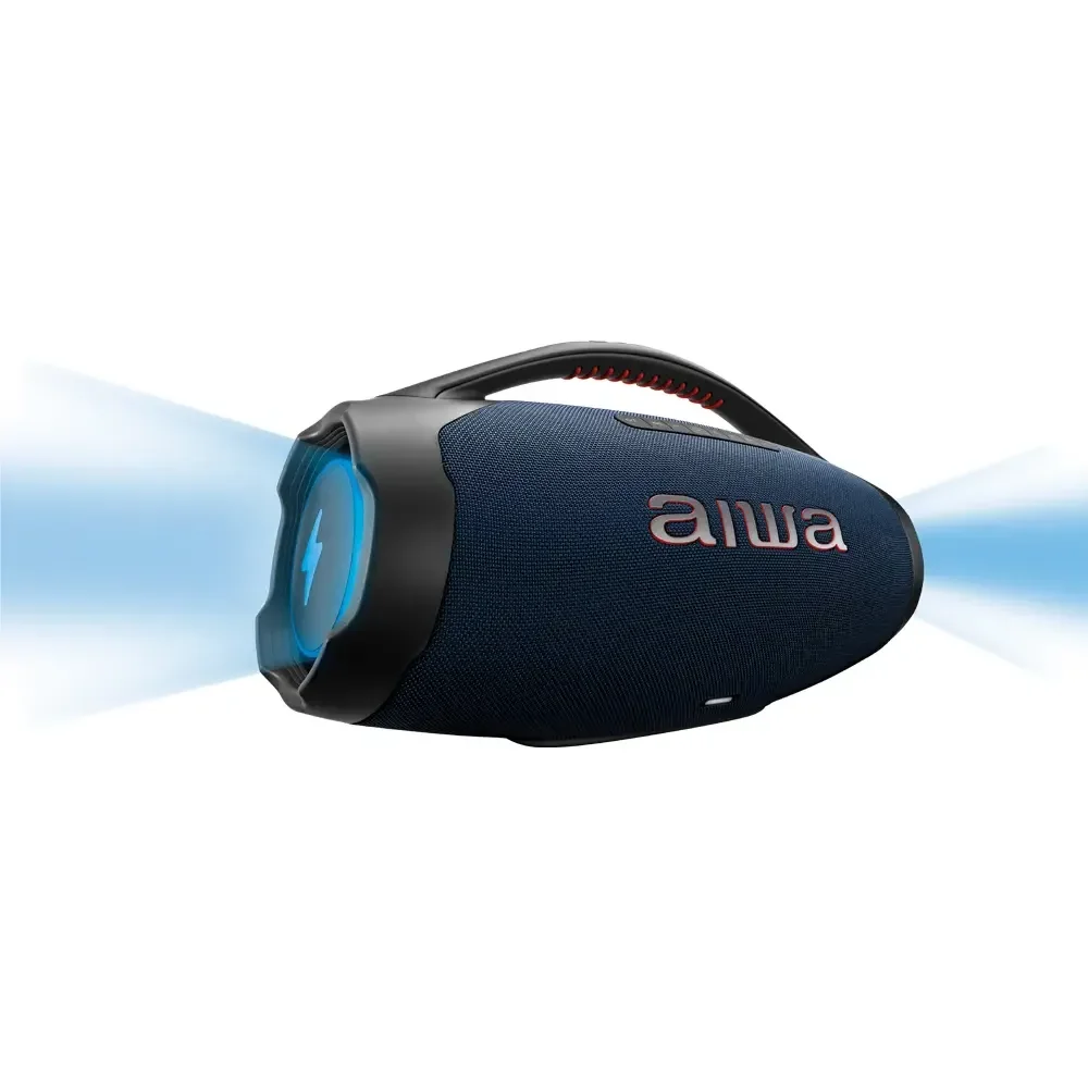 Caixa De Som Boombox Plus Aiwa Bbs-01-lbl 200w Bluetooth 30h Ip66 Usb Rgb Azul 127/220v