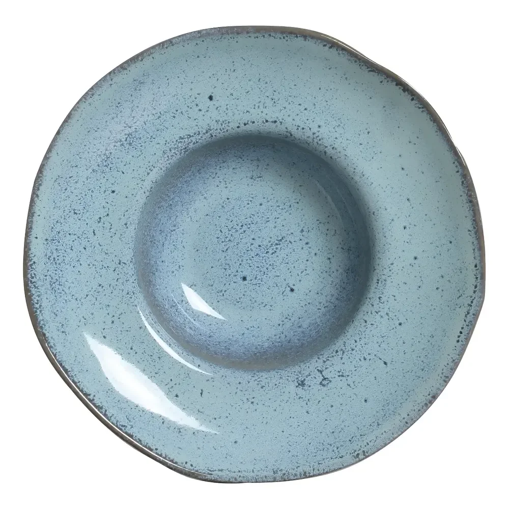 Jogo C/ 4 Pratos De Massa Orgânico Breeze Ø28x6,5cm 450ml Porto Brasil Azul Lisa
