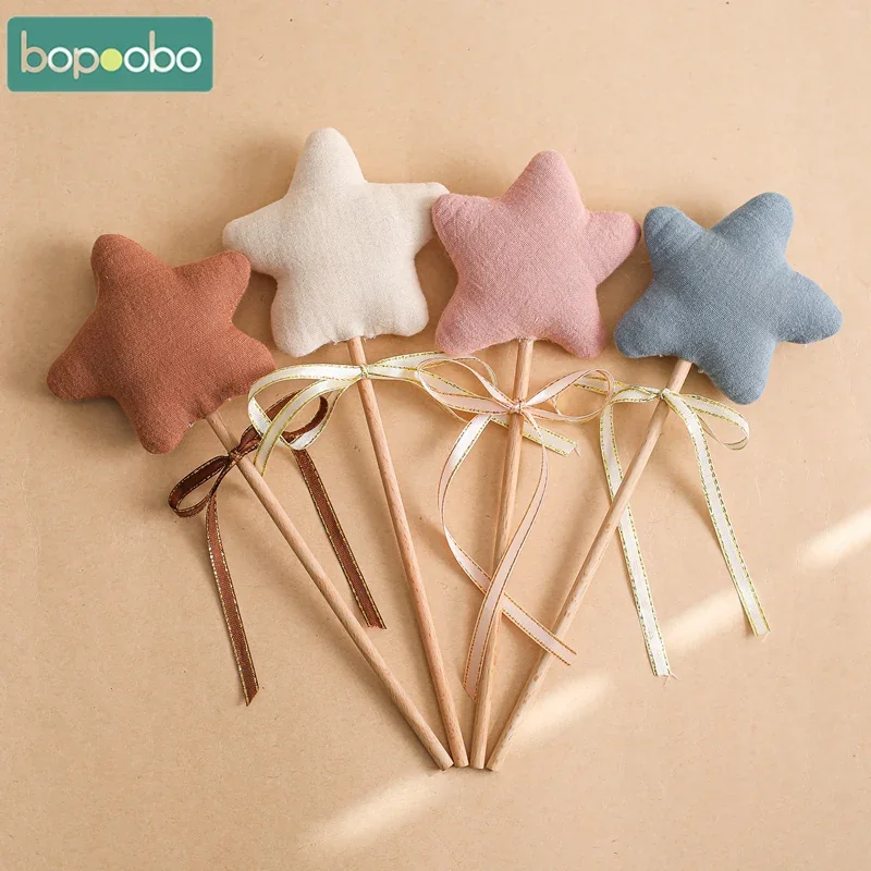 1pc chocalho do bebê brinquedo faia estrela de madeira varinha mágica dentição roedor acessórios de enfermagem montessori brinquedos jogar ginásio brinquedo