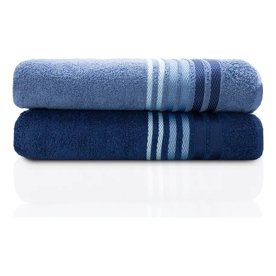Jogo De Banho E Rosto 4 Pçs 400g/m2 Dynamo Select Camesa Marinho Com Azul Liso