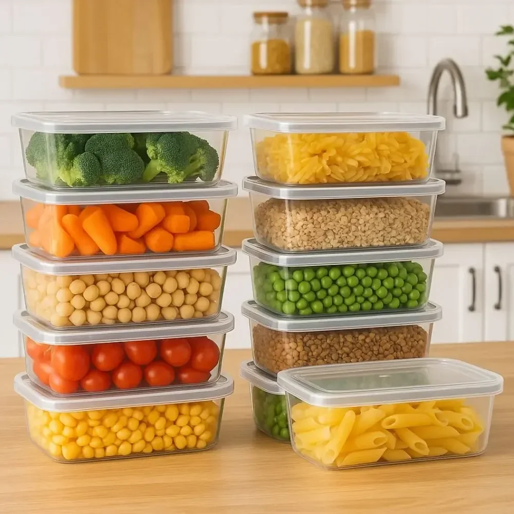 Kit 10 Potes 500ml Bpa Free Freezer Microondas Reutilizável Transparente