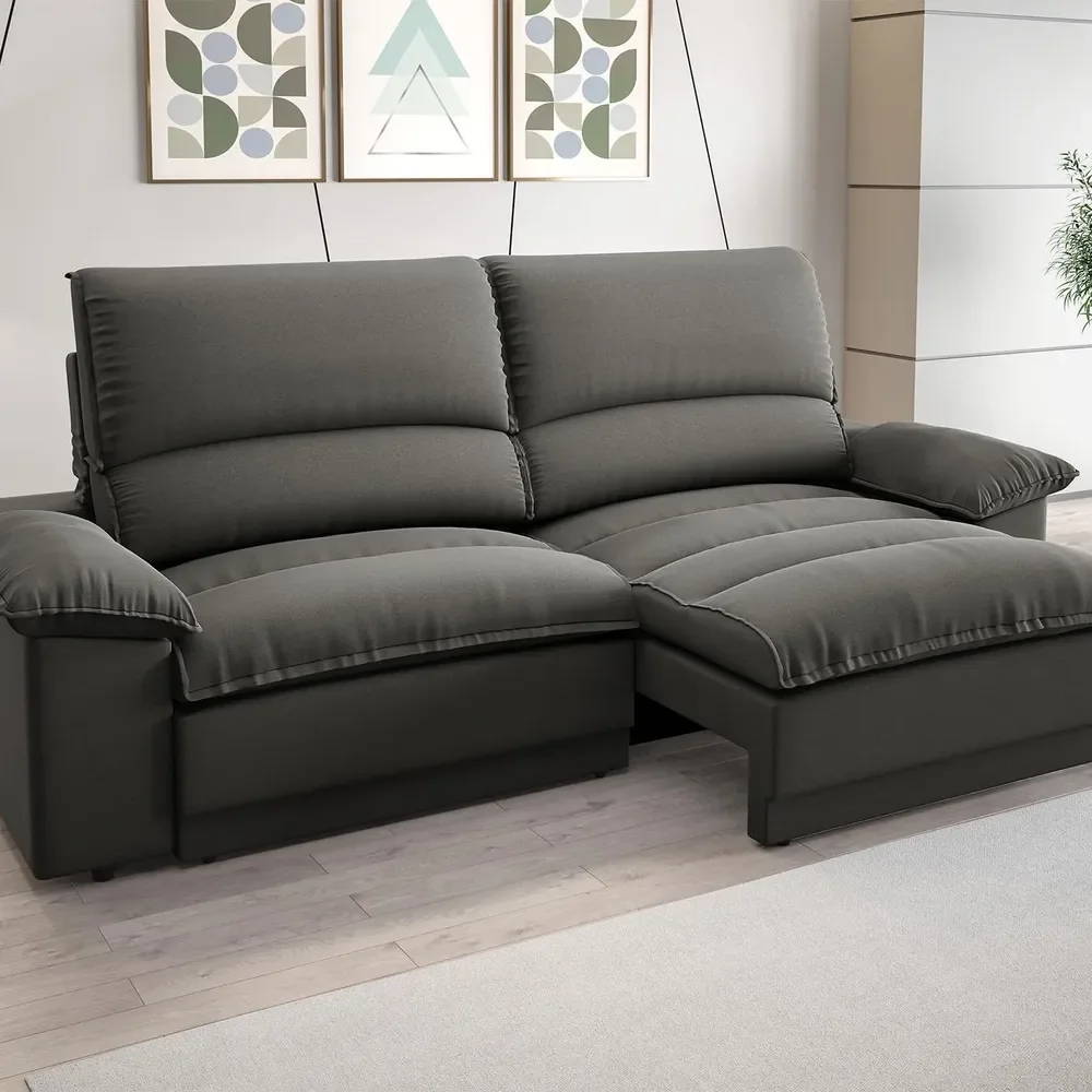 Sofá Plaza 2m Molas No Assento Ret Rec Velosuede - Netsofas