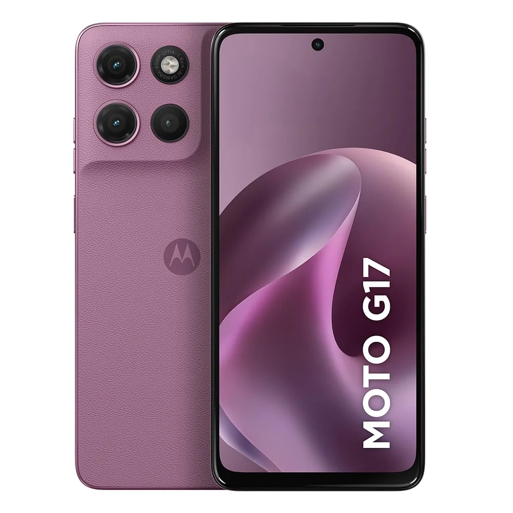 Smartphone Motorola Moto G17 4G - 256GB 12GB (4GB RAM + 8GB RAM Boost) camera 50MP Sony Lytia 600, tela FHD+ 60hz, bateria 5200 mAh - Rosa