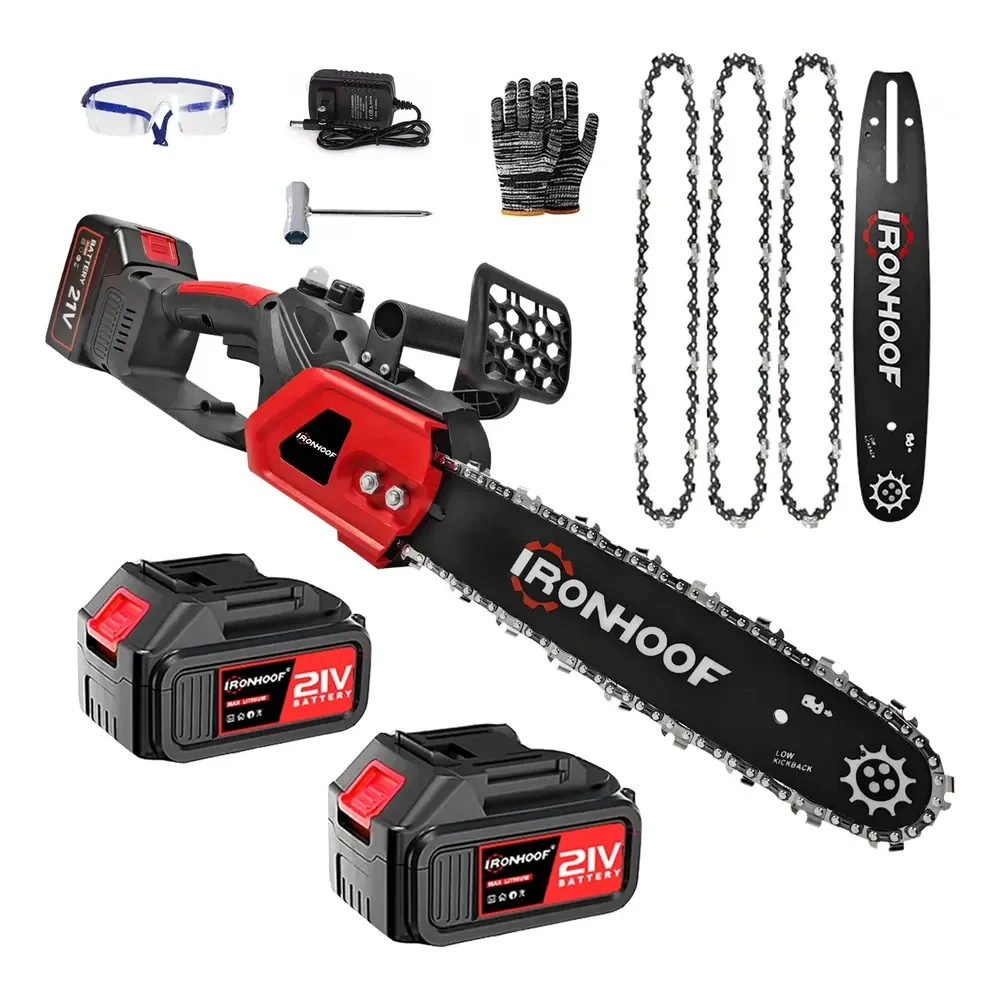 Moto Serra Elétrica 12 Polegadas Portátil 2 Baterias Vermelho 110/127/220v