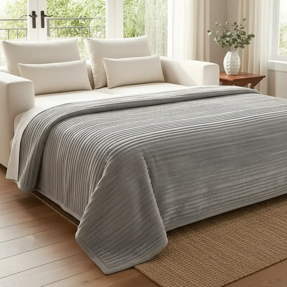 Manta Cobertor Pele De Carneiro 1,90x2,10m Casal Microfibra Geométrico 1580 G Cinza