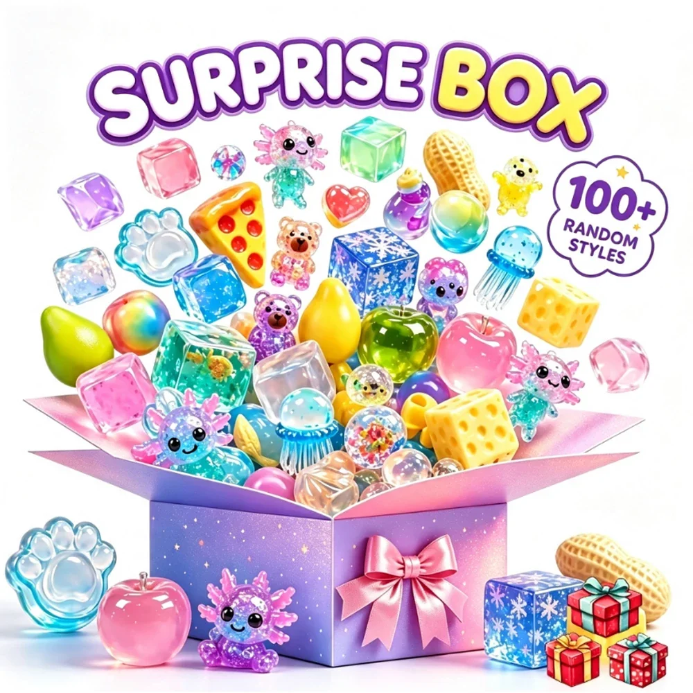Caixa Surpresa com Mais de 100 Estilos Aleatórios de Brinquedos Squishy, Brinquedos Kawaii para Alívio do Estresse, Presentes Sensoriais Variados para o Escritório