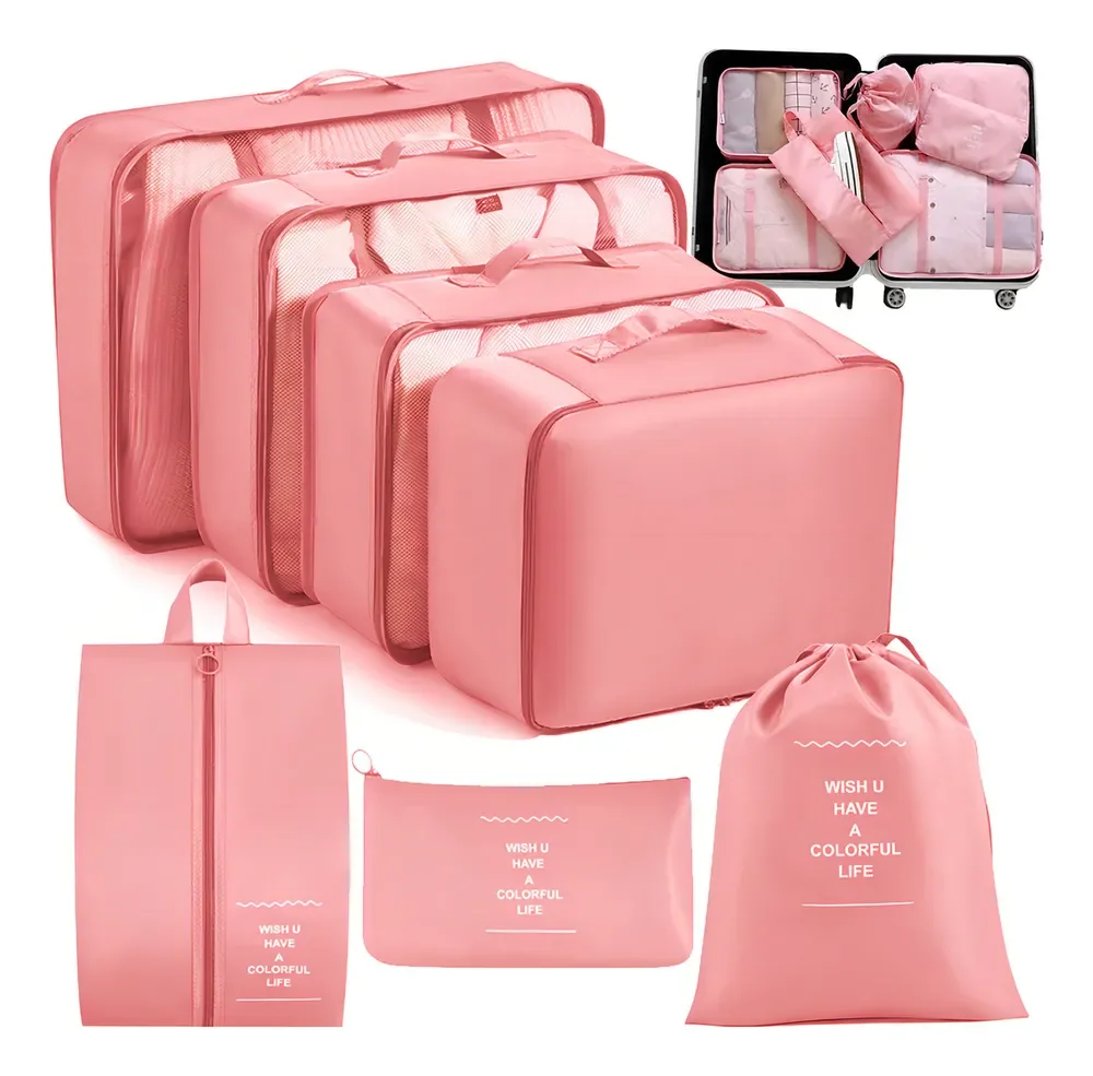 Kit Organizador de Mala com 7 Necessaires Impermeáveis para Viagem