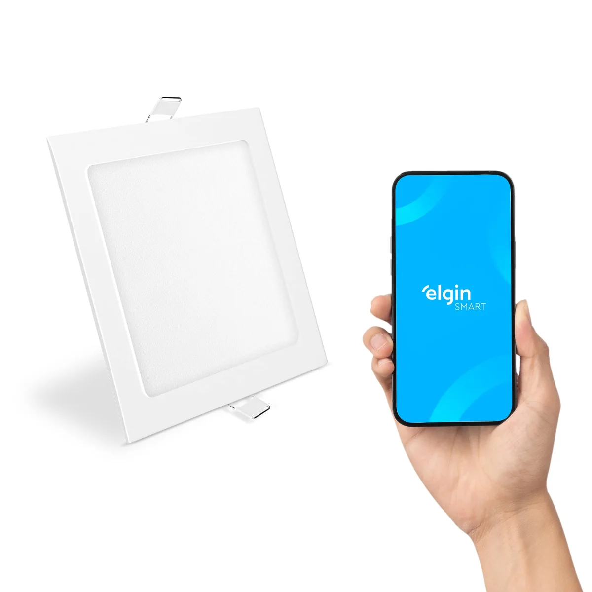 Luminária Inteligente 24W 3000-6500k Wifi Elgin Quadrada de Embutir compatível com Alexa e Google Home
