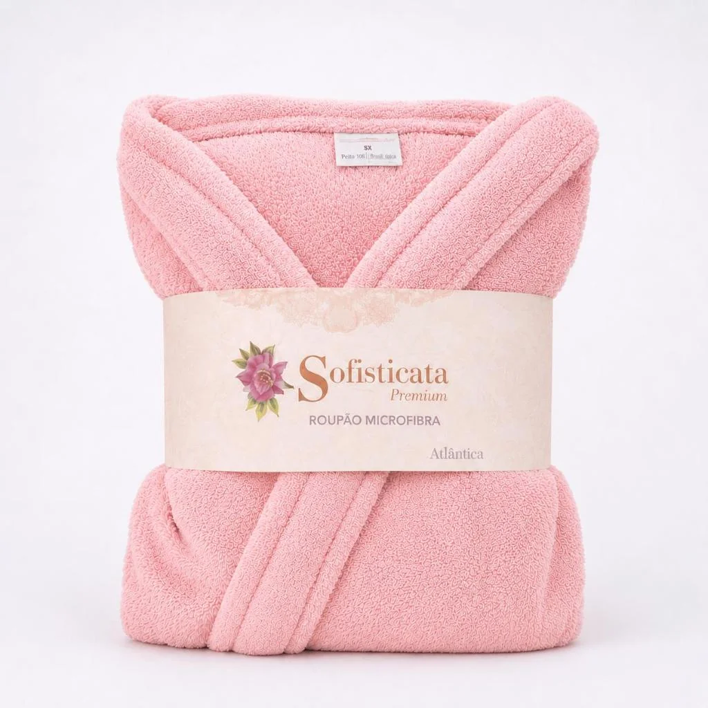 Roupão Plush Microfibra Feminino Toque Macio 180g/m²