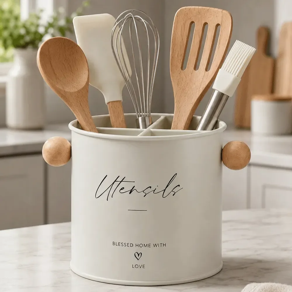Porta Utensílios Cozinha Talheres Suporte Organizador Home Branco