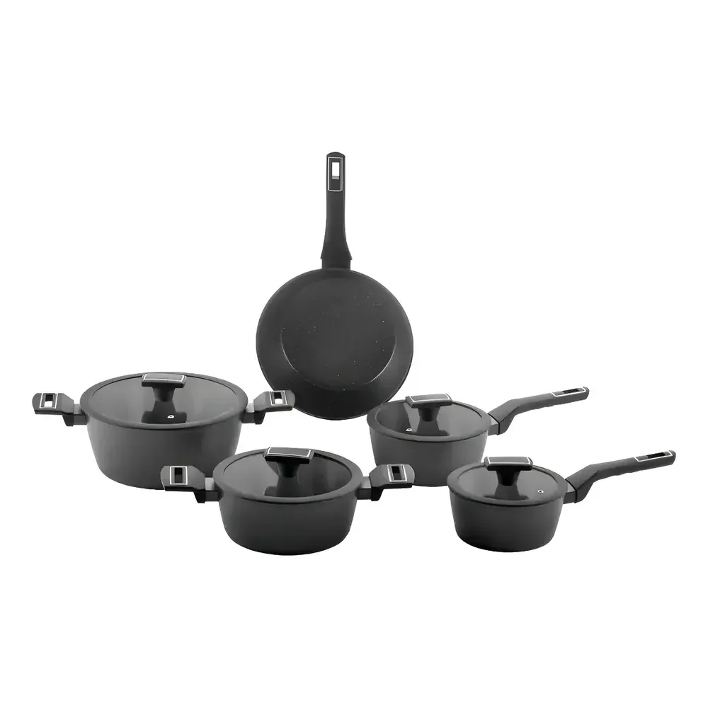 Jogo De Panelas Brinox Cerâmico 5 Pçs Carbon Ceramic Indução Cor Preto