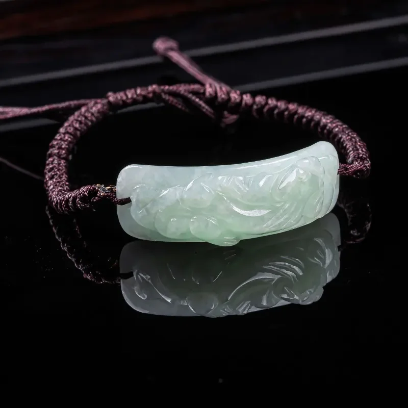 Pulseira Pixiu de Jadeíta Birmanesa Esculpida à Mão, Bracelete de Jade Natural, Acessório de Moda Vintage, Joia Genuína com Pingente
