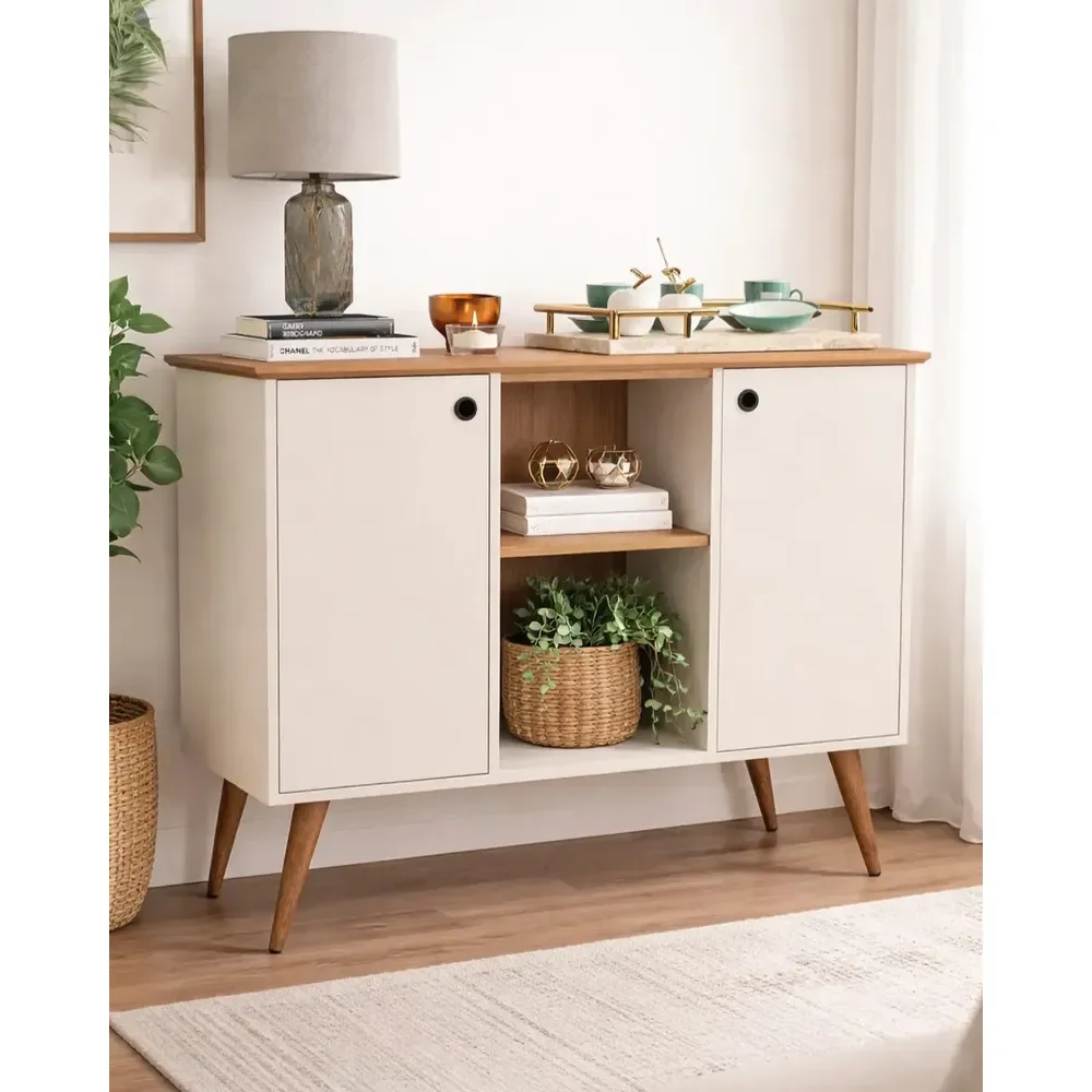 Buffet 2 Portas Aparador Cantinho Café Balcão Sala Retro Off White