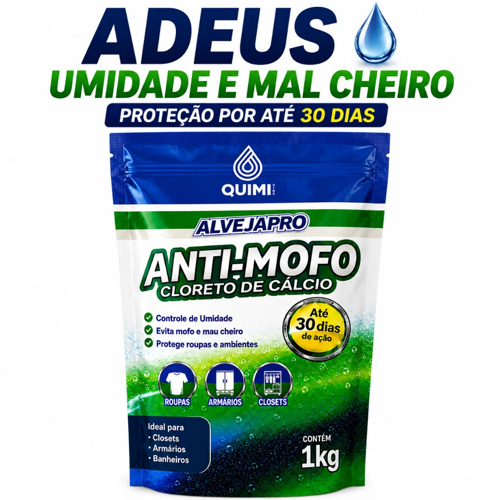 Cloreto de Cálcio PURO Anti Mofo em Bolinhas 1kg Desumificador Guarda Roupas, Armarios