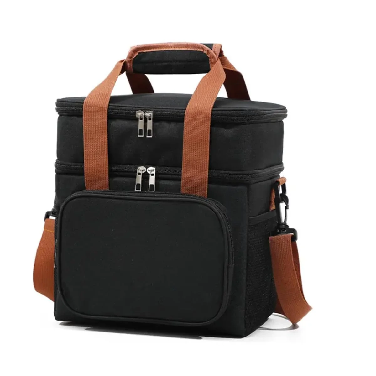 Bolsa Termica Marmita Lancheira Grande Alça Ombro Trabalho Passeio Academia Dois Andares (Bolsa Preta)