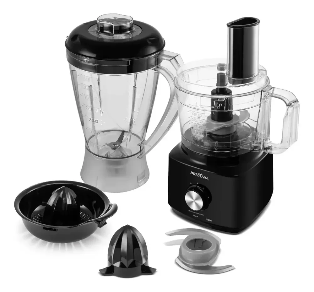 Multiprocessador britânia Bmp900 1000w 3 em 1 inox Preto
