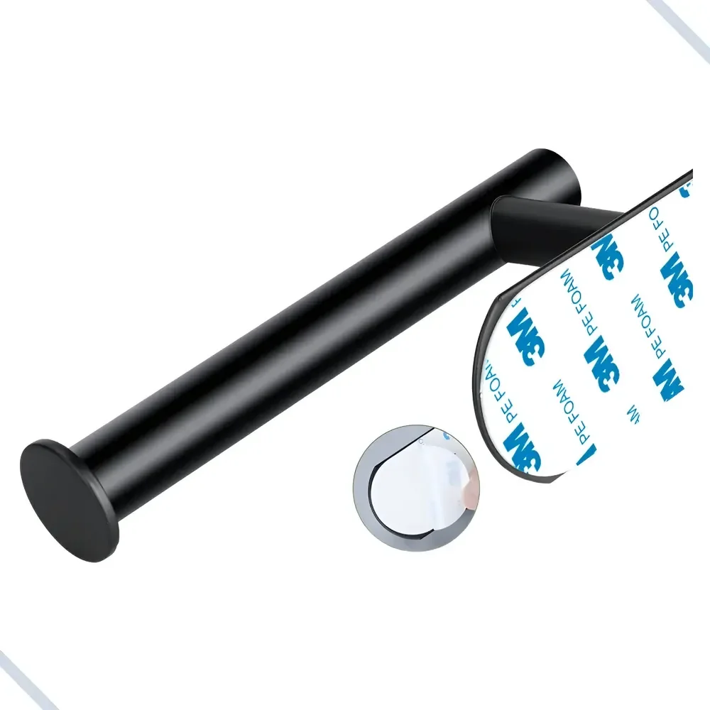 Suporte Banheiro Papel Higiênico Preto Fosco Adesivo 3m Preto