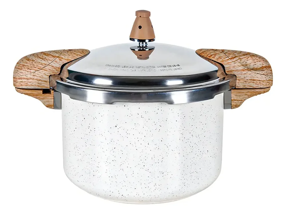 Panela De Pressão Brinox Vanilla 5,4l Indução Ceramic Life C Creme