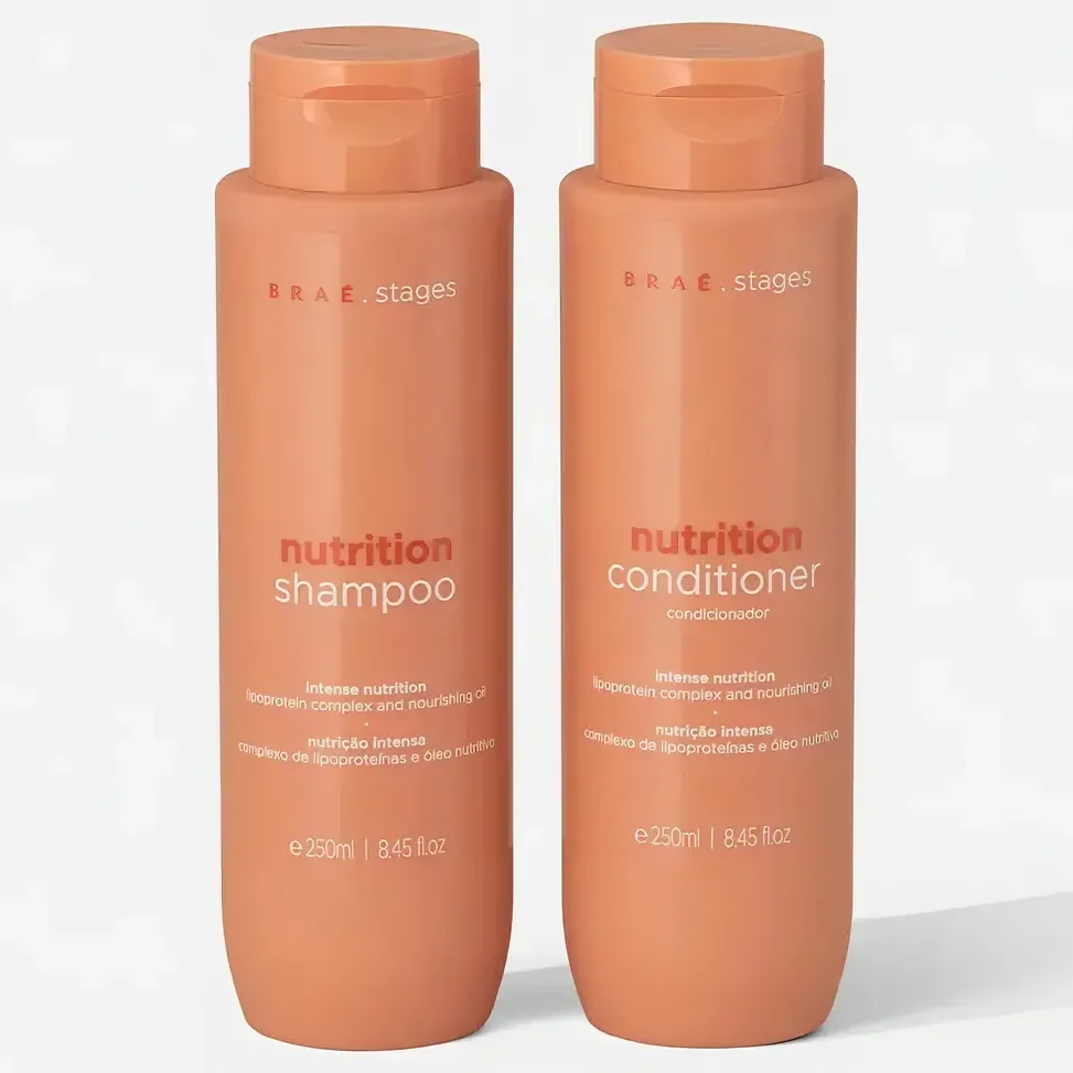 Kit Braé Stages Nutrição: Shampoo e Condicionador para Cabelos Ressecados e sem Vida
