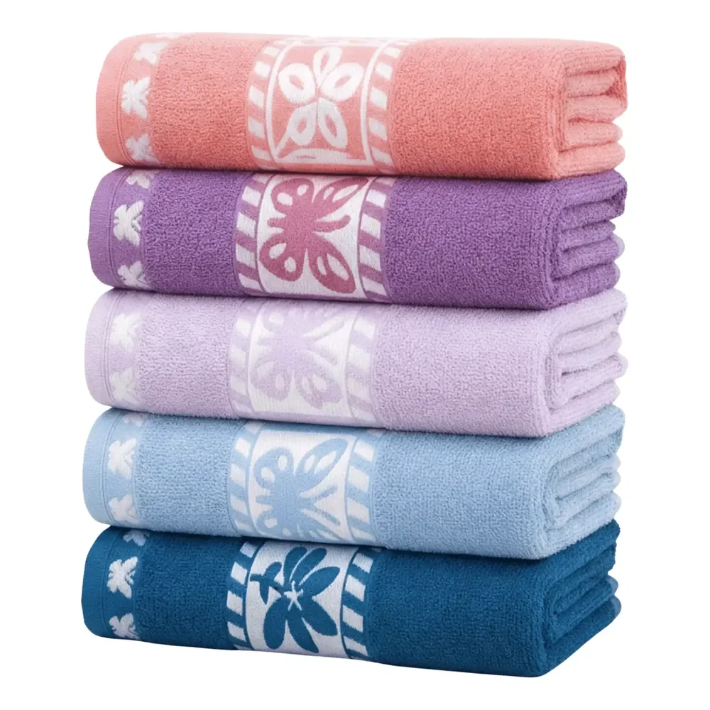 Kit 5pçs Toalha De Banho 70x140cm 100% Algodão Alta Absorção Sortido Estampa Difiori