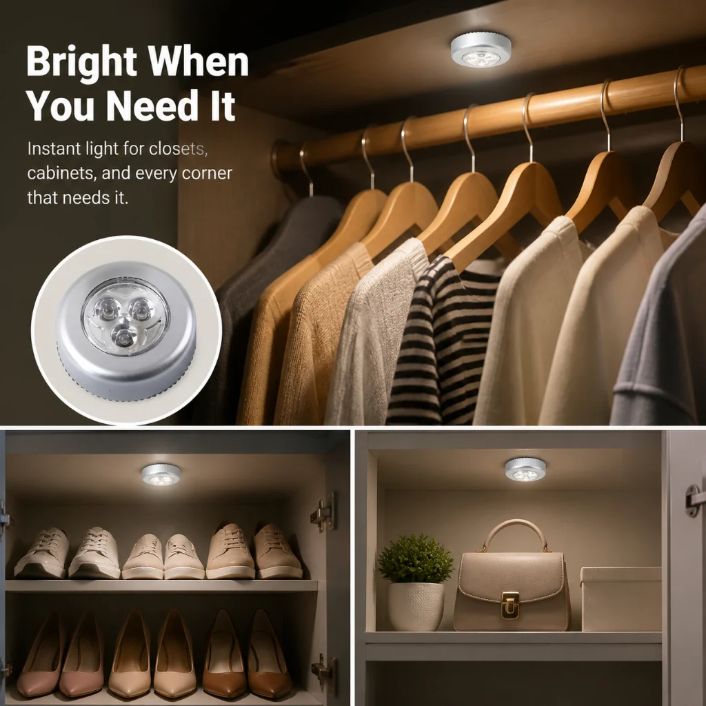 10 Luminária De 3 LEDs Adesiva Forte Emergência Luz De Parede Touch De Segurança Para Corredor Armário