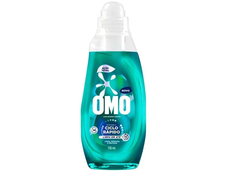 Lava Roupas Líquido Ciclo Rápido OMO Ação Total 750ml