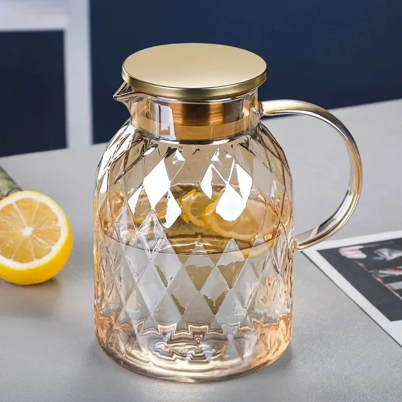 Jarra De Vidro 1,8l Âmbar Diamond Com Tampa De Inox Borossilicato Laranja-claro