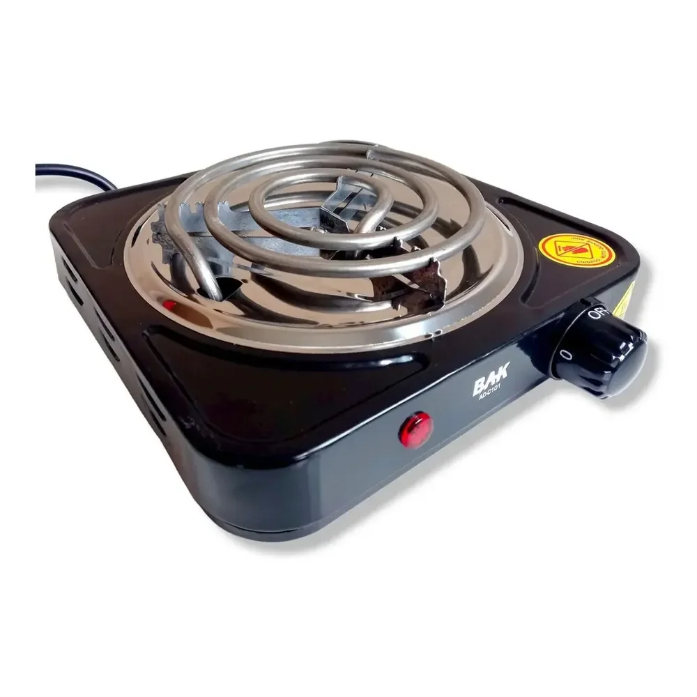 Fogareiro Elétrico Bak 1 Boca Portátil 1000w Preto 127v