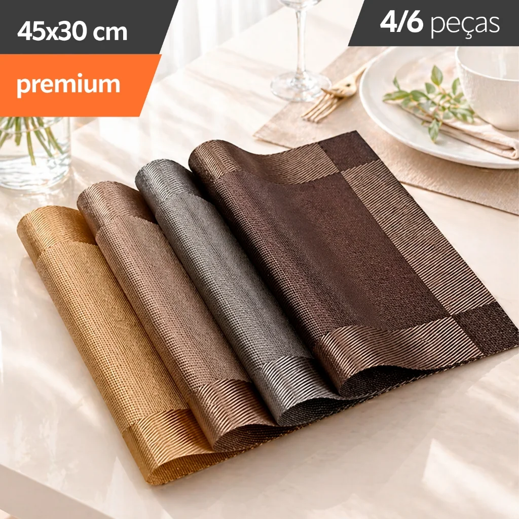 Kit 4 ou 6 jogo americano Tapete De Mesa Posta Redondo Design Elegante Impermeável