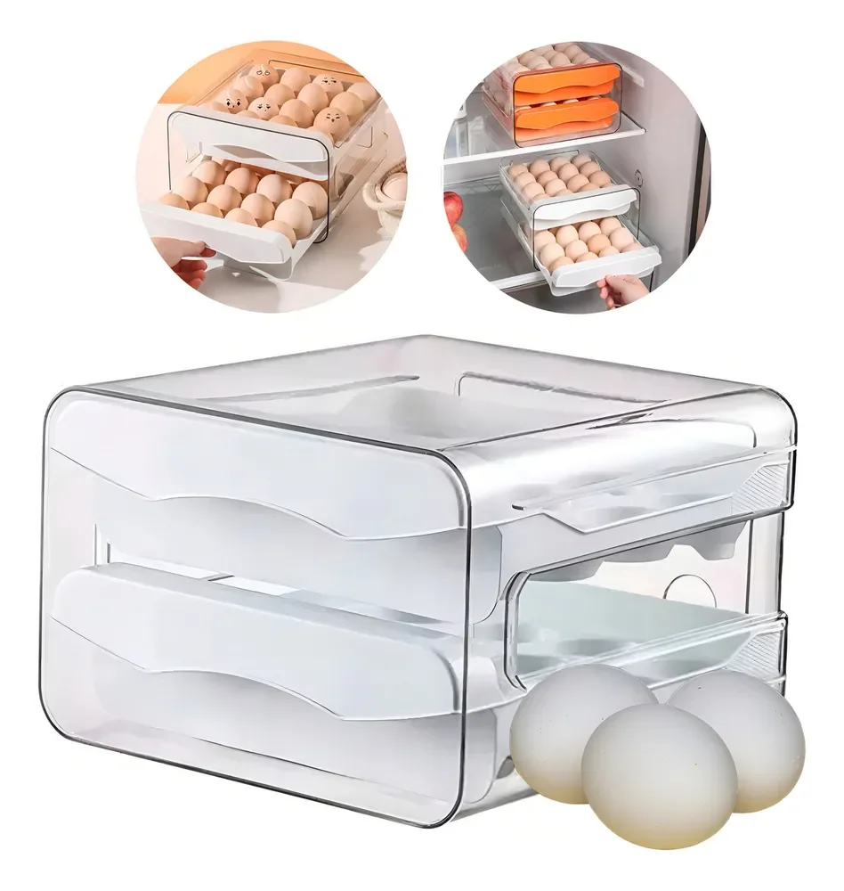 Organizador para Ovos de Geladeira com Tampa e Capacidade para 32 Unidades