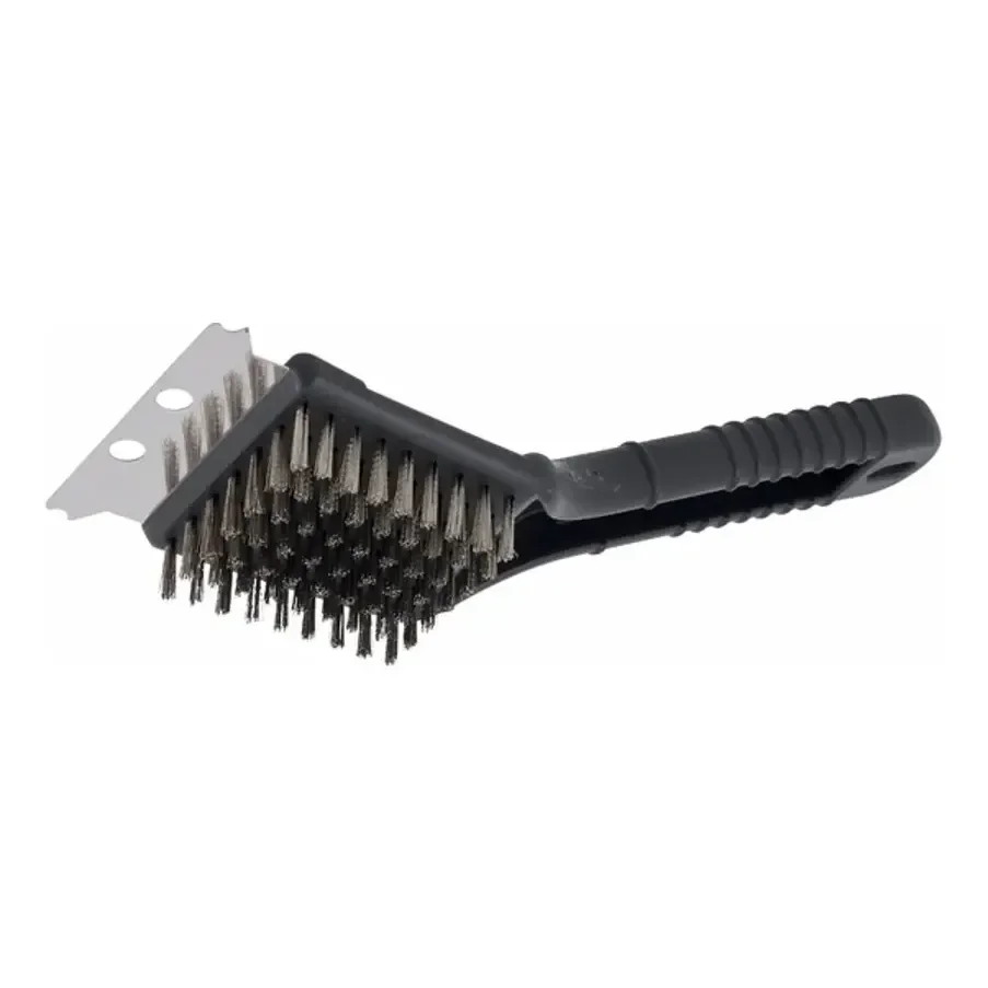 Escova Limpa Grelha De Churrasqueira Premium De Aço Inox 3 Em 1  Preta Preto
