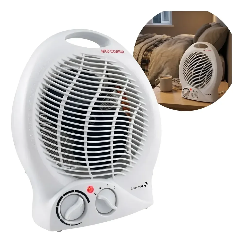 Aquecedor Portátil Elétrico Ar Ambiente Ventilador 220v Branco 220v