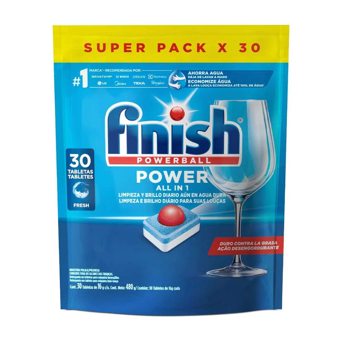 Finish Powerball Detergente para Lava Louças em Tabletes 30 unidades